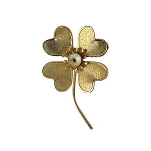 Gold Four-Leaf Clover Brooch